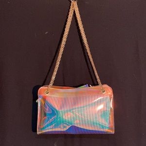 Clear iridescent chain bag